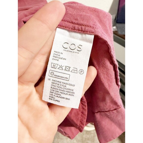 COS Womens Folded Collar Draped Shift Dress Short Sleeve Mauve Rose Pink Size 8 - Picture 6 of 8